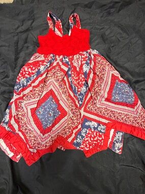 Boden Red and Blue Printed Girls Sundress